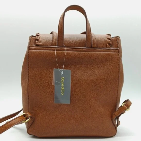 Women’s Style & Co Whipstitch Tortoise Shell Backpack Bag - Picture 5 of 7